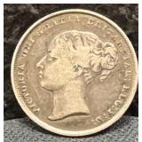 1841 BRITISH 1 SHILLING - 92.5% SILVER - 5.65 GRS