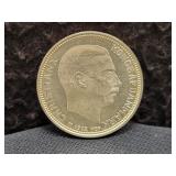 1912 DENMARK 2 KRONER - 80% SILVER - 15 GRAMS -