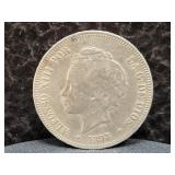 1893 SPAIN 5 PESETAS PG-V - 90% SILVER - 25 GRAMS-