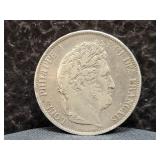 1844 FRANCE 5 FRANCS - 90% SILVER - 25 GRAMS