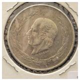 1953 Mo MEXICO 5 PESO COIN - 72% SILVER - 28 GRAMS