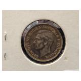 1943-S AUSTRALIA SIX PENCE - 92.5% SILVER -