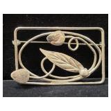 STERLING SILVER VINE AND LEAF BROOCH - 9.1 GRAMS