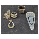 STERLING SILVER RING AND NECKLACE, S. KIRK & SON