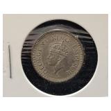 1945 INDIA 1/4 RUPEE - 50% SILVER - 2.9 GRAMS