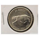 1967 CANADA 25 CENT COIN W/PUMA - 80% SILVER
