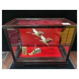 'PURE SILVER' CRANES AND TURTLE ON ROCK BY UNZAN -