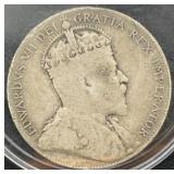 1909 NEWFOUNDLAND 50 CENTS - 92.5% SILVER -