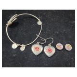 2 PAIR EARRINGS AND A BRACELET - ONE PAIR OF