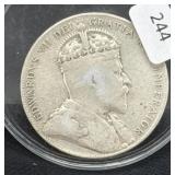 1908 NEWFOUNDLAND 50 CENTS - 92.5% - 11.78 GRAMS