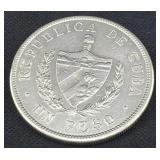 1934 CUBA PESO - 90% SILVER - 26.72 GRAMS