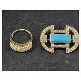 STERLING SILVER ART DECO STYLE BROOCH WITH