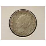 1929 NETHERLANDS 1 GULDEN COIN - 72% SILVER -