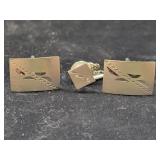 KENT STERLING SILVER CUFF LINKS & TIE TAC SET -