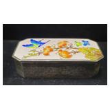 STERLING SILVER TRINKET BOX W/ENAMELED TOP -