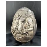ORNATE, SILVER EGG - .995 FINE SILVER CLAD OVER