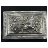 STERLING SILVER (UNMARKED) CIGAR/TRINKET BOX -