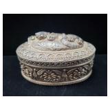 ANTIQUE ANGLO-INDIAN SILVER TRINKET BOX - UNMARKED