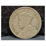 1934 SOUTHERN RHODESIA HALF CROWN - 92.5% SILVER -