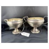 STERLING SILVER CREAMER AND SUGAR - WEIGHTED BASES
