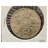 1966 AUSTRALIA 50 CENT COIN - 80% SILVER -
