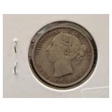 1899 NEW FOUNDLAND 20 CENT COIN - 92.5% SILVER -
