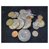 ASSORTED DOMESTIC AND FOREIGN COINS & TOKENS -
