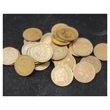 (28) ASSORTED DATE INDIAN HEAD PENNIES