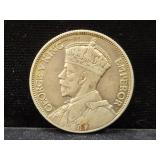 1933 NEW ZEALAND ONE FLORIN - 50% SILVER -