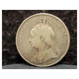 1901 CYPRUS 18 PIASTRES - 92.5% SILVER - **RARE**-