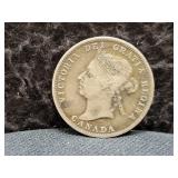 1901 CANADA 25 CENTS - 92.5% SILVER - 5.81 GRAMS