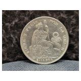 1897 PERU 1/5 SOL - 90% SILVER - 5 GRAMS