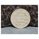 1844 PAPAL STATES 10 BAIOCCHI - 90% SILVER -