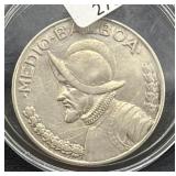 1934 PANAMA 1/2 BALBOA - 90% SILVER - 12.5 GRAMS
