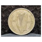1937 IRELAND HALF CROWN - 75% SILVER - *KEY DATE*