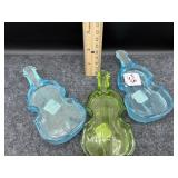 (3) CARNIVAL GLASS FIDDLE SHAPED ASHTRAYS