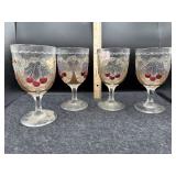(4) CHERRY WREATHED PATTERN GOBLETS
