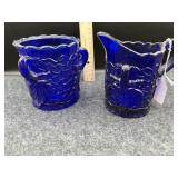COBALT BLUE SUGAR & CREAMER (MISSING LID)