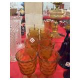 8 AMBER GOBLETS