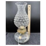 GLASS OIL LAMP W/ HOBNAIL CHIMNEY