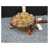 AMBER GLASS TURTLE DISH
