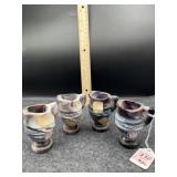 4 SLAG GLASS INDIVIDUAL CREAMERS