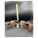 6 OWL SLAG GLASS CREAMERS