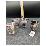 4 SLAG GLASS INDIVIDUAL CREAMERS