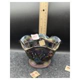 CARNIVAL GLASS GRAPE PATTERN BOWL