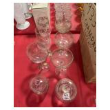 8 PC ASSTD FLORAL STEMWARE W/ CREAMER & SUGAR