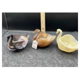 3 SLAG GLASS DUCKS