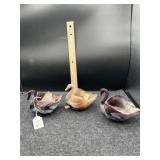 3 SLAG GLASS DUCKS