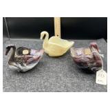 3 SLAG GLASS DUCKS