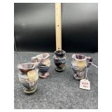 4 SLAG GLASS INDIVIDUAL CREAMERS